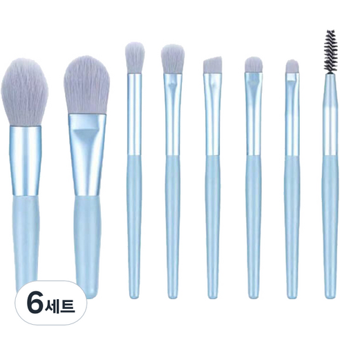 더벨라 블러셔 메이크업 브러쉬 8종 세트, 블루, 6세트