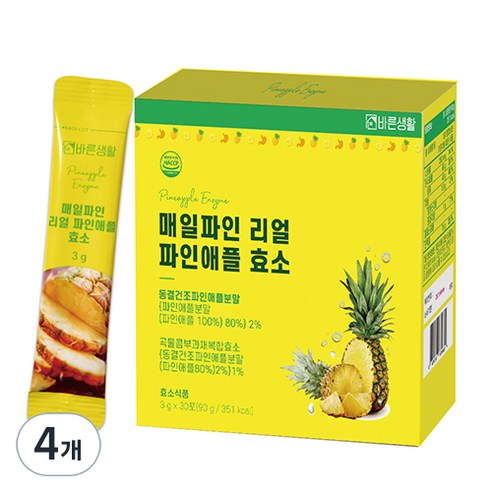 바른생활 매일파인 리얼 파인애플 효소, 90g, 4개