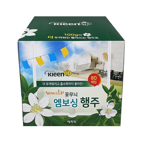 에파타클린업 꽃무늬 엠보싱 행주, 80매, 1개