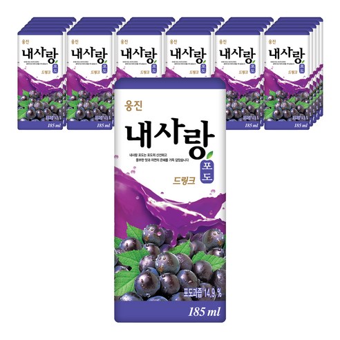 웅진 내사랑 포도 드링크팩, 185ml, 72개