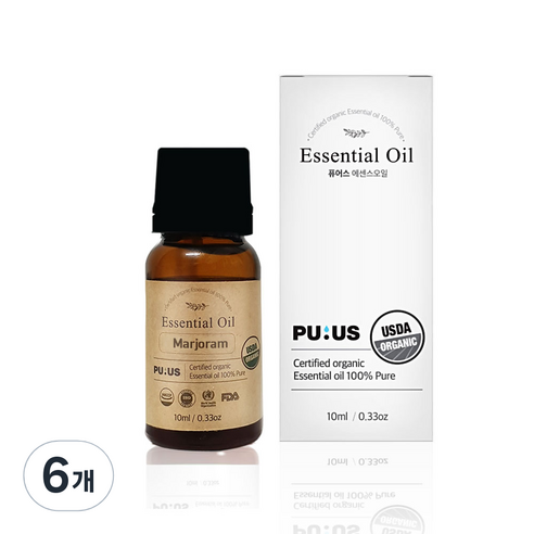 퓨어스 유기농 마조람오일, 10ml, 6개