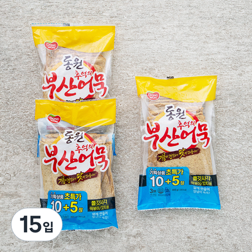 동원 추억부산 쫄깃사각 어묵, 495g, 15입