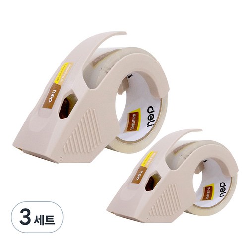 델리 무소음 박스테이프 2p + 안전 커터기 일반형, 베이지(커터기), 투명(테이프), 3세트