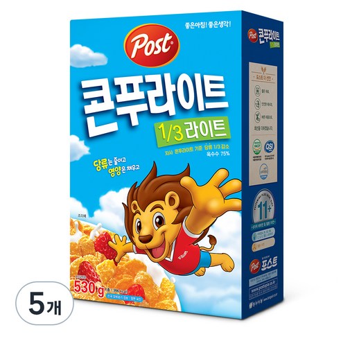 포스트 콘푸라이트1/3슈거라이트 시리얼, 530g, 5개