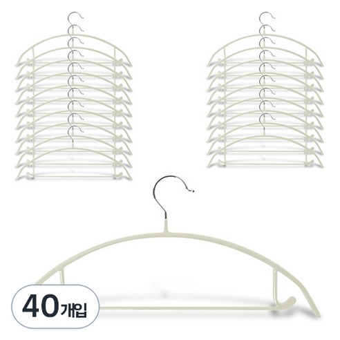 마켓플랜 논슬립 코팅 정장 라운드옷걸이, 아이보리, 40개