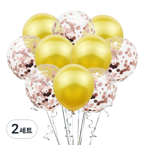 그래다다 파티 장식 풍선 10p 세트, 골드 + 로즈, 2세트