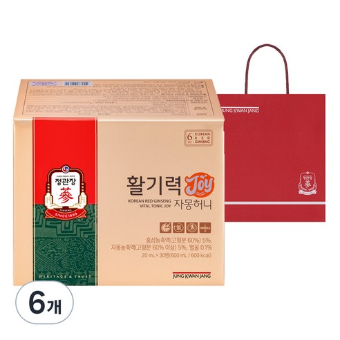 정관장 활기력 JOY+쇼핑백, 600ml, 6개