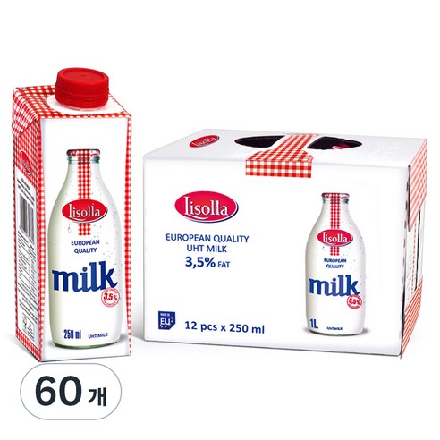 믈레코비타 리솔라 멸균 우유, 250ml, 60개