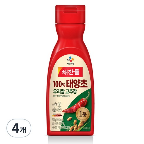 100% 태양초 우리쌀 고추장, 290g, 4개