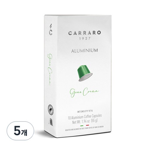 까라로 네스프레소 호환 캡슐 알루라인 그란 크레마, 5.5g, 5.5ml, 10개입, 5개