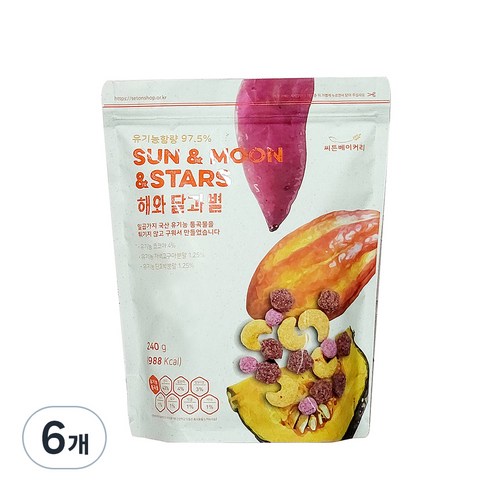 씨튼베이커리 해와달과별 후레이크, 240g, 6개