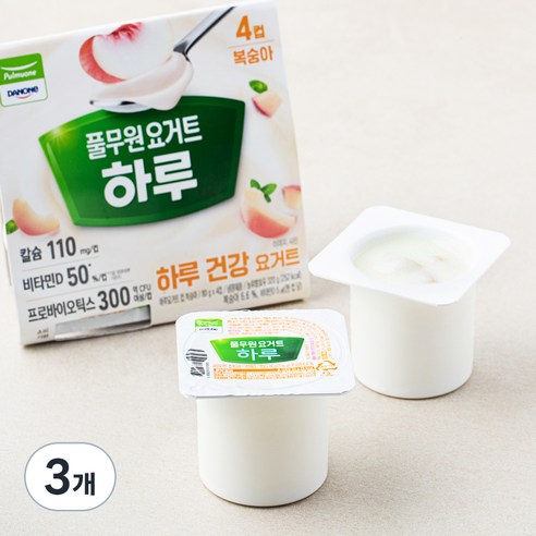 다논 하루 요거트 컵복숭아, 80g, 4개입, 3개