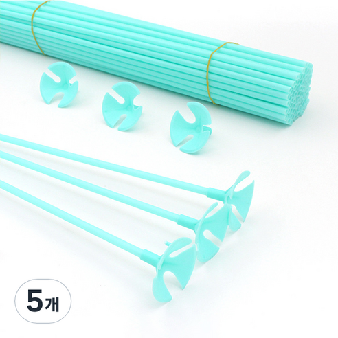 마켓감성 마카롱 풍선 홀더 핸드 스틱 42cm 100p, 민트, 5개