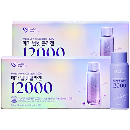 랩앤뷰티 메가 벨벳 콜라겐 12000 마시는 앰플 7p 2주분, 210ml, 2개