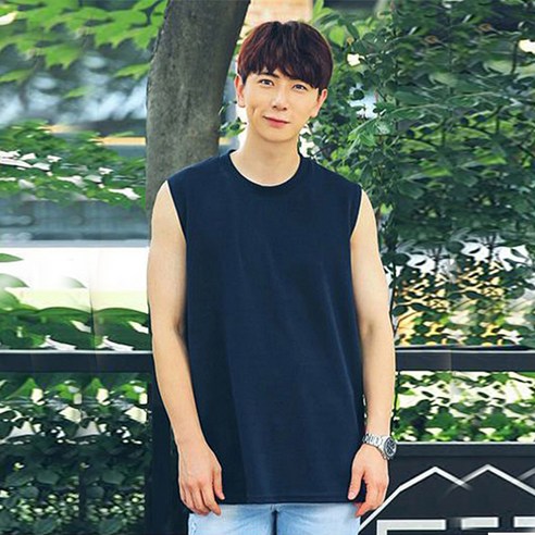 머시따 남성용 활용도 좋은 엠보 오버핏 나시 티셔츠