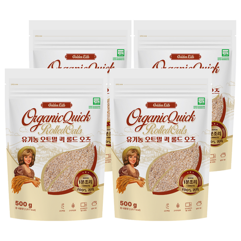 골든잇츠 유기농 퀵 오트밀, 500g, 4개