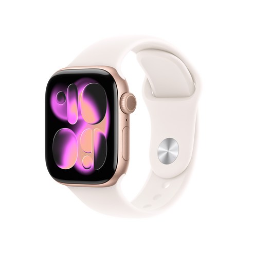Apple 2025 애플워치 11, 로즈 골드, 42mm, GPS+Cellular, 알루미늄,로즈 골드/라이트 블러시 스포츠 밴드, S/M