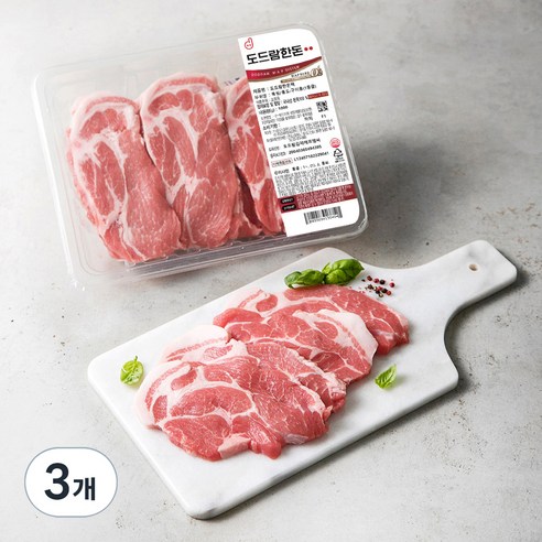 도드람 한돈 1등급 목심 구이용 (냉장), 1kg, 3개