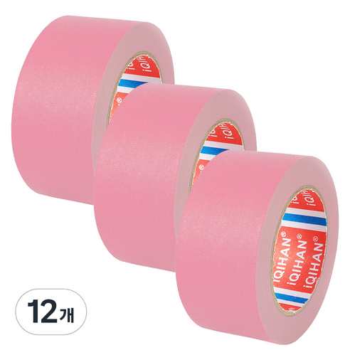 iQIHAN 다다 칼라 마스킹 테이프 40mm x 20m, 연핑크, 12개