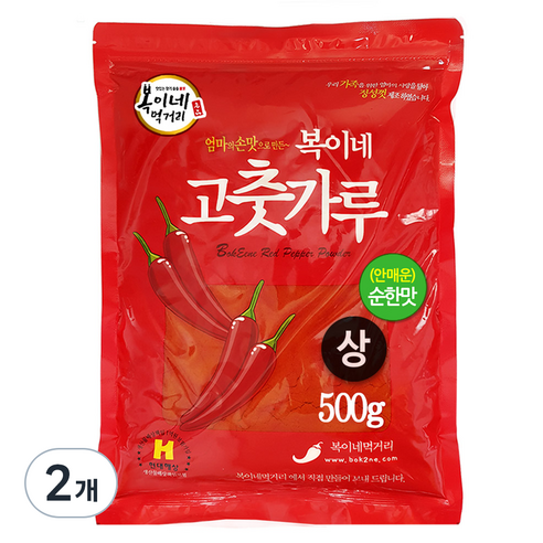 복이네먹거리 중국산 안매운 고춧가루 순한맛 떡볶이용, 500g, 2개