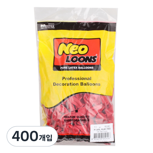 네오룬즈 13cm 라운드풍선, 펄 루비레드, 400개입