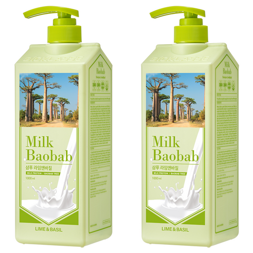 밀크바오밥 라임앤바질 샴푸, 1000ml, 2개