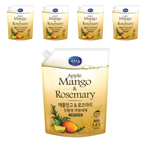 키친솝 애플망고 앤 로즈마리 친환경 주방세제, 1.2L, 5개