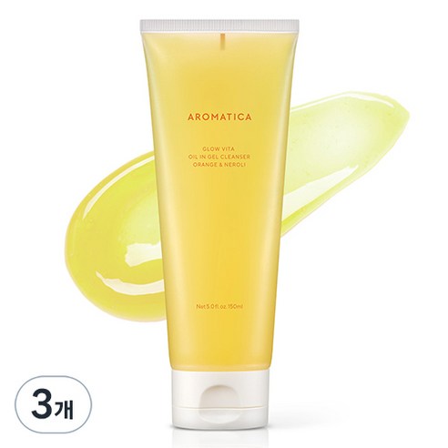 아로마티카 글로우 비타 오일 인 젤 클렌저 오렌지 앤 네롤리, 3개, 150ml