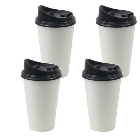 아이엔피 화이트무지 종이컵 380ml 50p + 롱개폐 뚜껑 50p, 4세트
