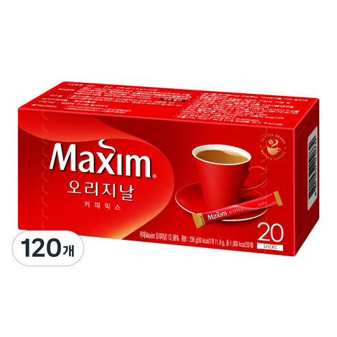 맥심 오리지날 커피믹스, 11.8g, 20개입, 6개