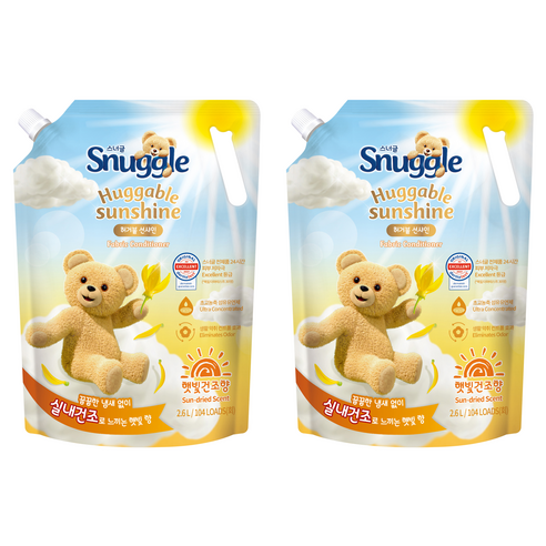 스너글 햇빛건조향 섬유유연제 허거블 선샤인, 2.6L, 2개
