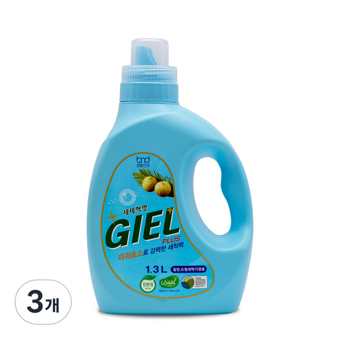 세제혁명 지엘 플러스 액상세탁세제 본품, 1.3L, 3개