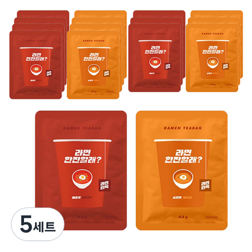 라면티백 순한맛 4.5g 8p + 매운맛 4.5g 8p 세트, 5세트