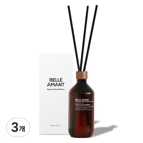 벨르아망 실내용 디퓨저 블랙체리 본품, 3개, 500ml