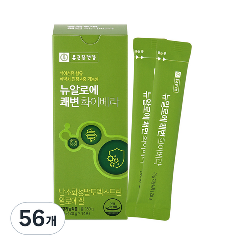 종근당건강 뉴알로에 쾌변 화이베라, 20g, 56개