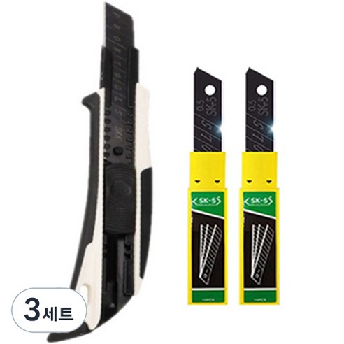 다다 솔리드 SK5 고강도 특수 대형 커터칼 + 커터날 20p 세트, 블랙(커터칼), 3세트