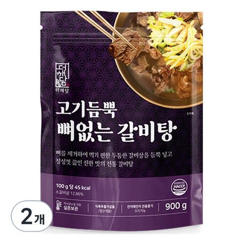 더해담 고기듬뿍 뼈없는 갈비탕, 900g, 2개