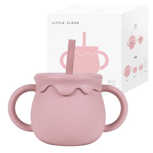 리틀클라우드 유아용 꿀단지 멀티 빨대컵 250ml, 1개, 로즈핑크