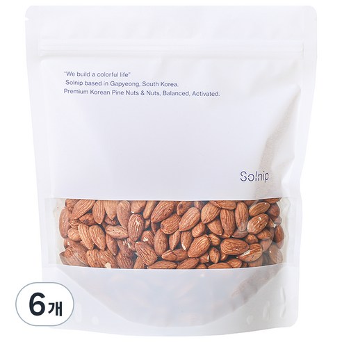 솔닙 오독오독 미국산 구운 아몬드, 450g, 6개