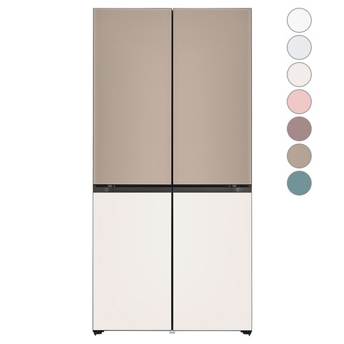 [색상선택형] LG전자 디오스 오브제컬렉션 빌트인타입 베이직 4도어 냉장고 글라스 610L M623AAA042, 클레이 브라운 + 베이지, M623GCB042S
