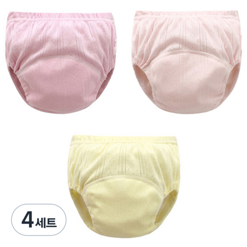 엠케이 여아용 펀칭 단색파스텔 배변훈련팬티 3종 세트, 랜덤발송, 4세트
