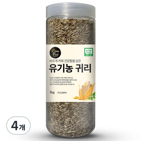 Prime Field 국산 유기농 귀리, 1kg, 4개