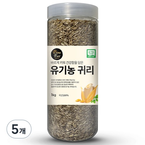 Prime Field 국산 유기농 귀리, 1kg, 5개