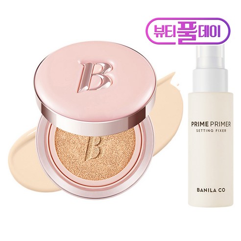 바닐라코 에센스 스킨 핑크 쿠션 12G + 프라임 프라이머 세팅 픽서 50ml, 19호 포슬린, 1개