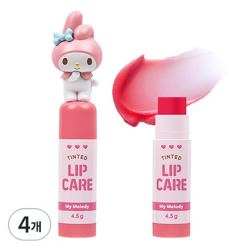 아텍스 산리오캐릭터즈 마이멜로디 립밤, 복숭아향, 4.5g, 4개