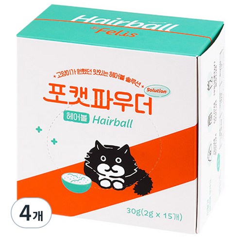 포캣파우더 솔루션 헤어볼 종합영양제 15p, 닭가슴살, 30g, 4개