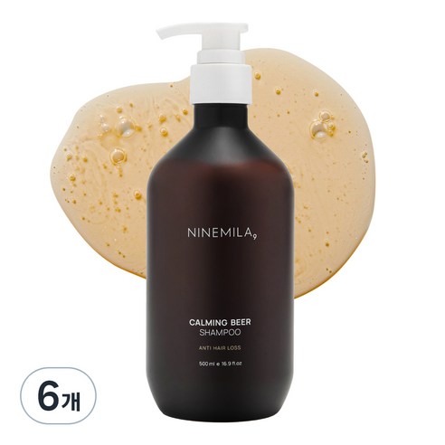 나인밀라 카밍비어 맥주효모 기능성 샴푸 시트러스자몽향, 500ml, 6개