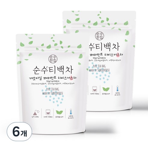 순수한집 캐모마일 페퍼민트 히비스커스차, 1g, 50개입, 6개