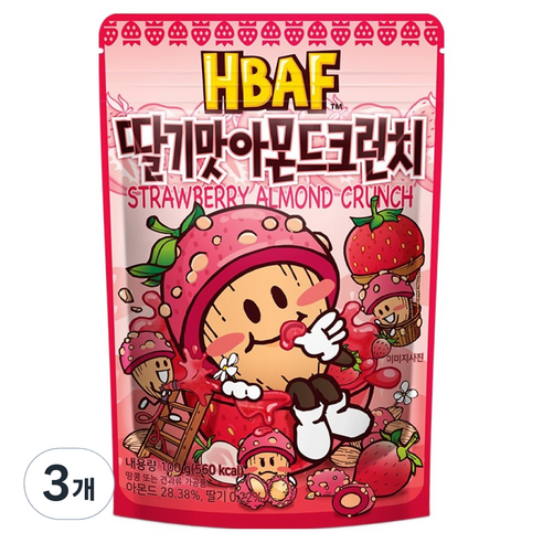 바프 딸기맛 아몬드 크런치, 100g, 3개