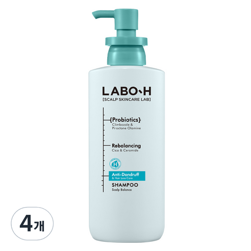 라보에이치 댄드 러프 클리닉 비듬 두피 각질 케어 약산성 샴푸, 4개, 400ml